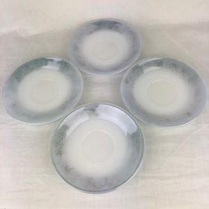 Federal Milk Glass Four Saucers Scribbles Pattern